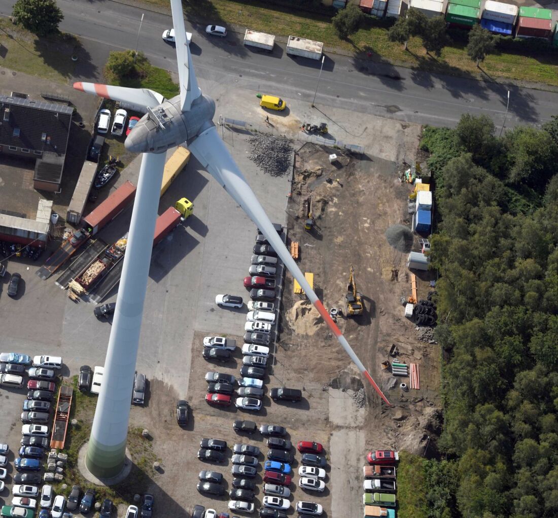 Luftaufnahme der Baustelle für die Wasserstofftankstelle