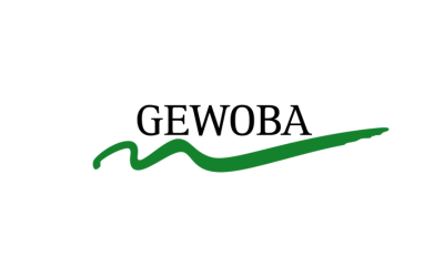 Das Logo der Gewoba Bremen zeigt den Schriftzug Gewboa mit einer grünen gewellten Linie darunter.