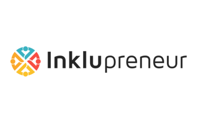 Inklupreneur steht in schwarzer Schrift neben einem Kreis aus drei verschiedenfarbigen Vierteln.