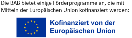 Logo EFRE: : Die BAB  bietet einige Förderprogramme an, die mit Mitteln der Europäischen Union kofinanziert werden
